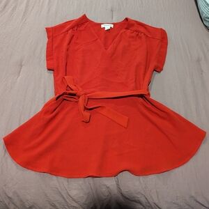 Short Sleeve Red Blouse